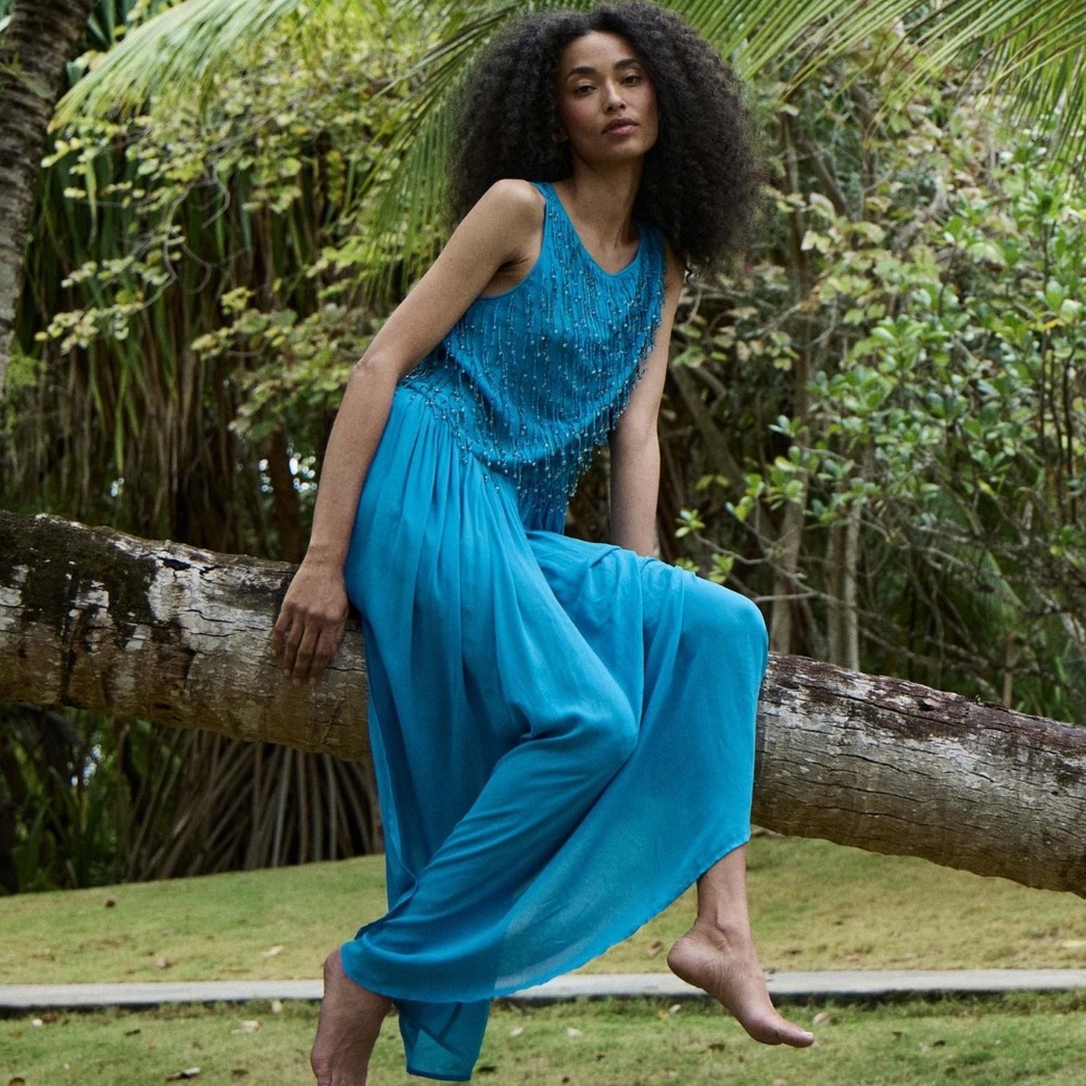 Doen Heirloom Danyala Dress in Blue Gratto Size M NWT